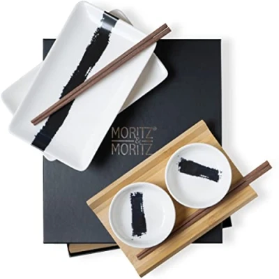 Imagen de Moritz &amp; set de vajilla para sushi 2 personas 10 piezas servir con platos sushi, cuencos salsas y palillos