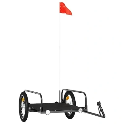Imagen de vidaXL Remolque para Bicicletas, con Compartimento de Carga, Carrito Bici, Maletas Plantas, Hierro Negro