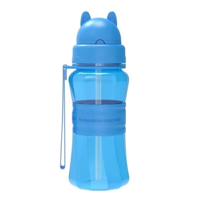 Imagen de Sigdio Botella de agua para niños y niñas, con pajita libre BPA, ideal el hogar, la escuela actividades al aire libre, azul