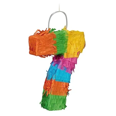 Imagen de Relaxdays Mini Piñata Número 7, Minipiñata Cumpleaños y Aniversarios, Rellenable con Chuches, 21x16x4,5 cm, Multicolor, Cartón, 21 x 16 4.5 cm
