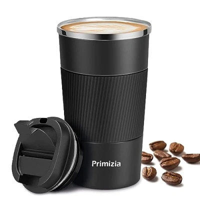 Imagen de Primizia Taza de café,Taza Termica Acero Inoxidable 510ML, Sin BPA,Vaso Termico Fugas para Frío y Calor,Negro