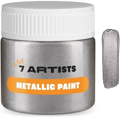 Imagen de 7 Artists Pintura Acrilica Metalizada 50 ml Dark Silver Manualidades Acrílica Pinturas Acrilicas Metalizadas