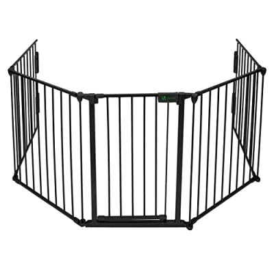 Imagen de VOUNOT Barrera de Seguridad para Perros, Valla Rejilla Protección Chimenea 300 cm con Kit Montaje, Negro