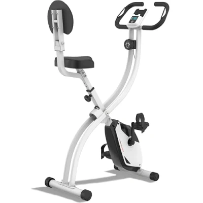 Imagen de Ultrasport F Bike 200B, entrenador bicicleta, bicicleta estática plegable, con respaldo,computadora entrenamiento LCD,peso máximo 110 kg,medición frecuencia cardíaca,8 niveles resistencia, Rosa/Blanco