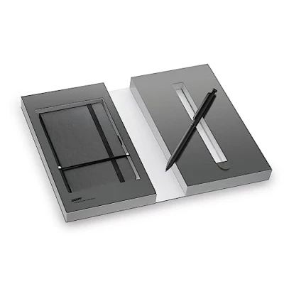 Imagen de Lamy Set de escritura multifunción 3 en 1 con acabado lacado, cuaderno DIN A6, tapa blanda, color negro, incluye paquete regalo