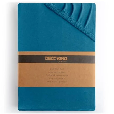 Imagen de Decoking Sábana Bajera Ajustable de 100% Algodón Peinado, White Amber Collection, Azul, 200x200 200x220