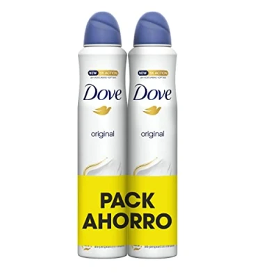 Imagen de Dove Pack Ahorro Desodorante Aerosol 48h Original Sin Alcohol para Mujer, con Aceite Nutritivo 100% Natural y 1/4 de Crema Hidratante, 2 x 200 ml