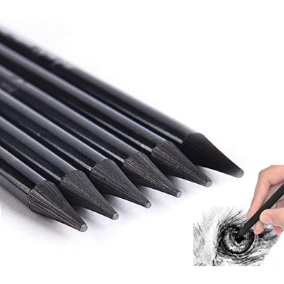 Imagen de Juego de 6 lápices carbón negro sin madera surtidos HB 2B 4B 6B 8B EE dibujo suaves negros para dibujar, principiantes y artistas