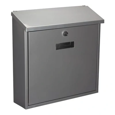 Imagen de Perel Buzón de Monaco, Montaje en la Pared, con Soporte Nombre, 2 Teclas, Dimensiones (h x w d) 36.8 36.5 10 cm, Plata