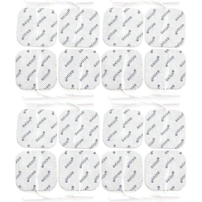 Imagen de 16 electrodos de recambio axion Parches 5x5 cm para electroestimulador TENS y/o EMS reutilizables y autoadhesivos Conector pin 2 mm