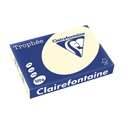 Imagen de Clairefontaine, 22907050, Papel Trophée Intensiv, A4 120 g/qm, 250 hojas, (20,80%, 15,35C, 0,40C, 210 x 297 mm), Compatible: Laser, copy e inkjet, Color: Arena