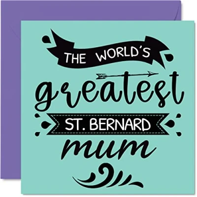 Imagen de tarjetas de cumpleaños para ella del perro World&#039;s Greatest Saint Bernard Mum Tarjeta feliz mascota, regalos mamá perro, 145 mm x mm,