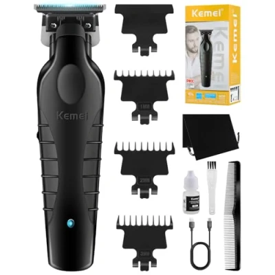 Imagen de KEMEI 2299 Recortadora de pelo profesional inalámbrica para hombres, recortadoras barba eléctricas, kit corte peluquería, hoja en T sin huecos, KM 2299, Negro