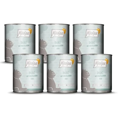 Imagen de MjAMjAM comida húmeda premium para gatos insectos con excelente pantorrilla, pack de 6 (6 x 800 g), sin cereales proteína
