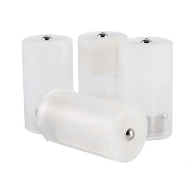 Imagen de Estuche Convertidor de Batería Aa a D, Soporte Adaptadores Blanco Translúcido, Adaptador D (4 Piezas)