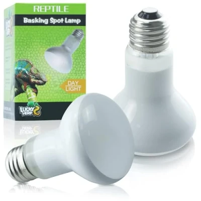 Imagen de LUCKY HERP Pack de 2 lámparas terrario 50 W para reptiles, lámpara calor anfibio, luz diurna tortugas, dragones barbudos, uso calefacción