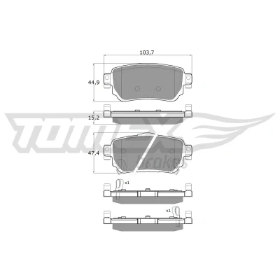 Imagen de TOMEX brakes TX 18 27 Juego de pastillas freno Eje trasero con avisador acústico desgaste NISSAN: Qashqai 2, X Trail, RENAULT: Kadjar, Koleos 2