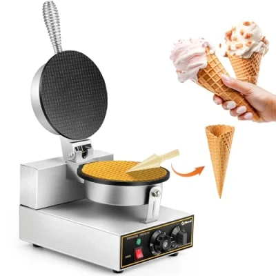 Imagen de CGOLDENWALL NP 601 Máquina de Cucurucho Helado Φ210mm Profesional Barquillo Antiadherente丨con Control Temperatura 0 300℃丨Temporizador 5 Minutos Certificado CE