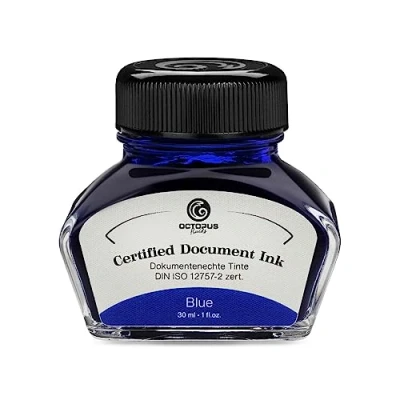 Imagen de Octopus Fluids Document Ink Blue Tinta indeleble certificada según DIN ISO 12757 2 (30 ml), color azul