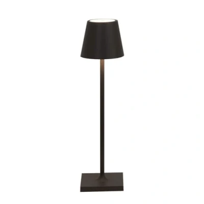Imagen de Zafferano, Lámpara Poldina Micro, de Mesa Recargable e Inalámbrica con Control Táctil, Adecuada para Interior y Exterior, Atenuador, 2200 3000 K, Altura 27,5 cm, Color Negro