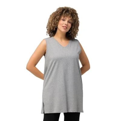 Imagen de Ulla Popken Basic v Top Camisetas, Color Gris Claro, 64 66 Mujeres