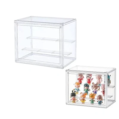 Imagen de Siyecioa Vitrinas para Colecciones Vitrina Cristal Expositora Metacrilato, Caja de Exhibición Acrílico Transparente, Muñecas con Puerta Figuras Coleccionables (27x18x21)