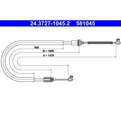 Imagen de ATE 24.3727 1045.2 Cable de Freno Mano 1476