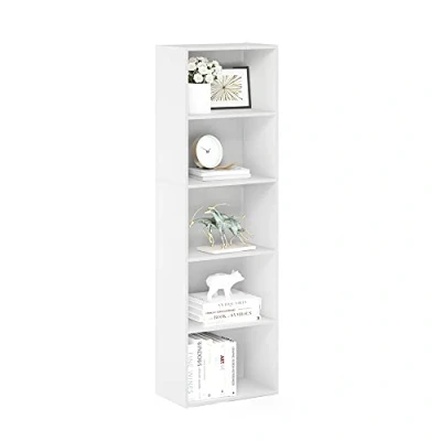 Imagen de Furinno 11055 Estantería, Madera, Blanco, 5 Compartimentos