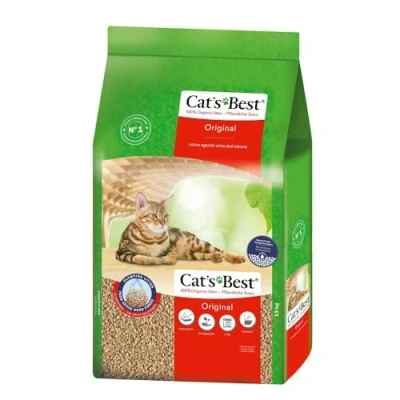 Imagen de Cat&#039;s Best Arena Gatos Aglomerante EcoPlus 40L (17,2 kg). Tierra para de Hasta 7 Semanas Uso. Biodegradable Fibra Vegetal Ecológica