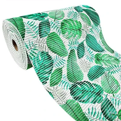 Imagen de DecoMeister Alfombra de Baño Alfombrilla Antideslizante PVC Tapete Lavable Espuma Suave Estera Multifuncional para Suelo Piscina Cocina Pasillo 65x100 cm Patrón Hojas Tropicales