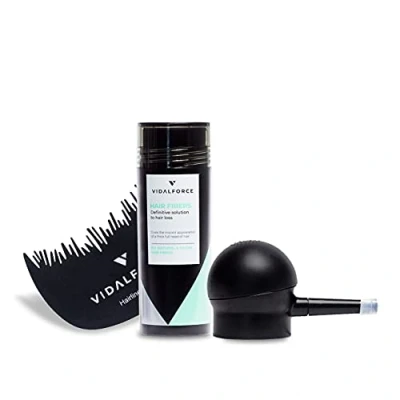 Imagen de VidalForce Starter Pack (Aplicador fibras Capilares + Peine para Fibra Capilar Cobrizo Oscuro 30g Fijador Capilares) ocultar la alopecia con resultado Natural