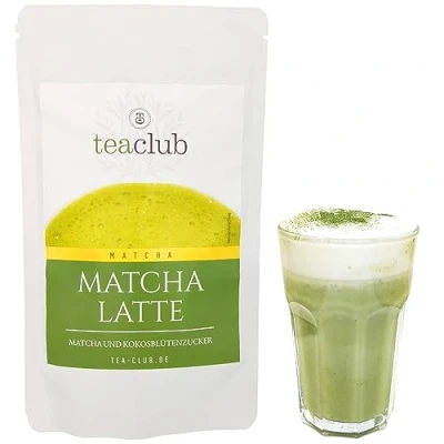 Imagen de matcha LATTE MIX con 20% de té en polvo y azúcar flor coco 200g, vegano sin gluten, verde coco, TeaClub