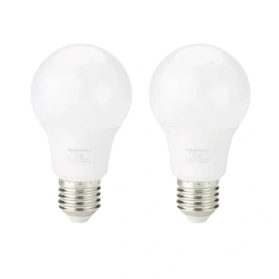 Imagen de Amazon Basics Bombilla LED, rosca Edison, casquillo E27, 8 W (equivalente a 60 W), blanco frío, No Regulable, 2 Unidad, Paquete de 1