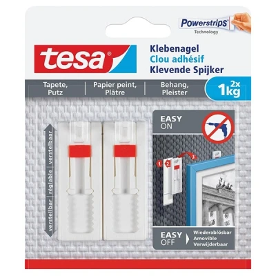 Imagen de Tesa clavo adhesivo ajustable para superficies sensibles 1 kg (2 unidades)