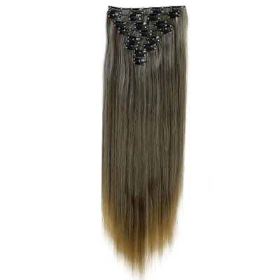Imagen de CAISHA XXL 60cm Extensiones Rectas Con Clip Postizo Sintético Resistente Al calor Pelo Largo 8 Uds Marrón Rubia CES19