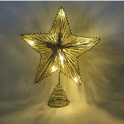Imagen de Christmas Concepts® Estrella elástica Dorada de 10 &quot;con Luces Blancas cálidas árbol Navidad/Decoración navideña