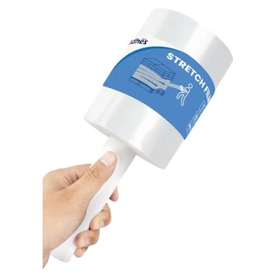 Imagen de ADHES TAPE Film Transparente para Embalar Alta Elasticidad Estiramiento 13cm x 304m 1 Roll 80 Gauge Resistencia Industrial Elástico, Resistente de Plástico Paletizar Embalaje Stretch