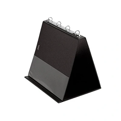 Imagen de VELOFLEX 4101080 rotafolios de mesa DIN A4 formato apaisado, incl. fundas transparentes, PVC, soporte presentación, negro, carpeta anillas pie