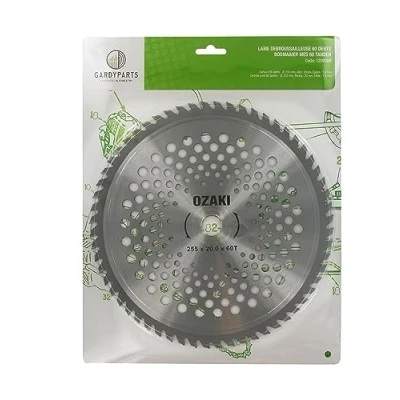 Imagen de OZAKI Cuchilla para desvío de 60 dientes con punta carburo Ancho corte: 255 mm Agujero: 25,4 Grosor 1,4