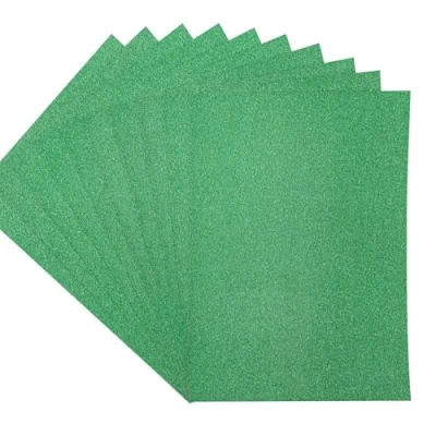 Imagen de Crafters Companion Paquete de tarjetas con purpurina colores una sola cara, color verde navideño, 250 g/m² (paquete 10 hojas), perfectas para artes y manualidades, impresión, bases