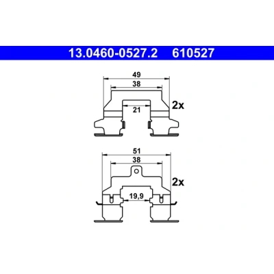 Imagen de ATE 13.0460 0527.2 Kit de accesorios, pastillas frenos NISSAN: X Trail, RENAULT: Koleos I