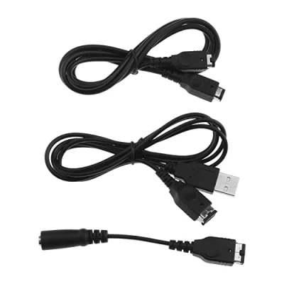 Imagen de YINETTECH Juego de 3 cables GBA SP compatibles con Nintendo Game Boy Advance SP, incluye cable carga USB, enlace 2 reproductores y adaptador auriculares 3,5 mm