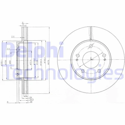 Imagen de DELPHI BG3848 Disco de freno 276 24 5 ventilado aceitado sin procesar cojinete rueda, anillo sensor ABS MITSUBISHI: ECLIPSE 2, Space Wagon III