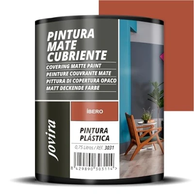 Imagen de JOVIRA PINTURAS Pintura Mate Cubriente 24 colores interior exterior con excelente poder cubriente. (750 Mililitros, Ibero)
