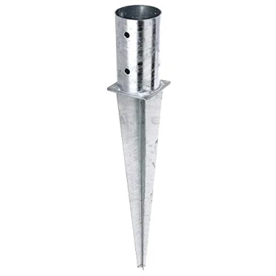 Imagen de Alberts 211387 Anclaje Para enterrar, postes de madera cuadrados y redondos, Galvanizado en caliente, Ø81 mm, Longitud total 600 mm
