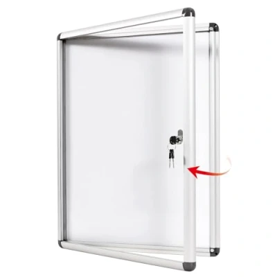 Imagen de SwanSea Tablón de anuncios cerrado Tablero borrado en seco Tableros bloqueables Blanco con marco aluminio 49 x 36 cm (2 A4)