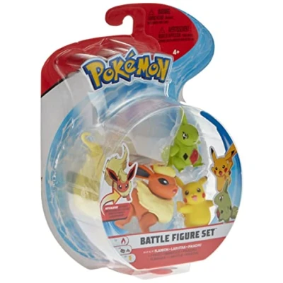 Imagen de Pokemon Figuras 5 8 cm, 3 Pack Pikachu, Flareon &amp; Larvitar Juguetes Nueva 2021 Licenciado Oficialmente