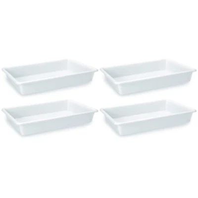 Imagen de AC Pack de 4 Bandejas Frigorificas Capaciadad 3,6 L Fabricado en Plástico Apto para Microondas y Congelador 7 x 34 23 cm Color Blanco