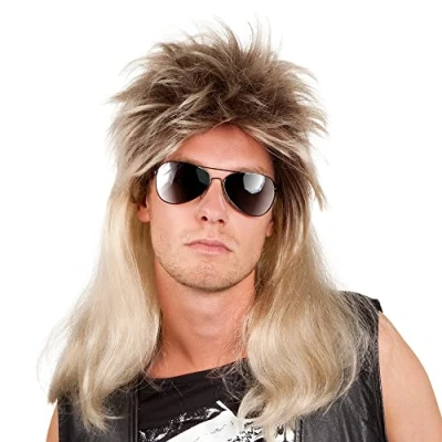 Imagen de Boland 86060 Peluca Ryan, Mullet, Rubio Marrón, 80s, Pelo falso, Peinado Assi, Chav, Rockstar, Chandal, Fiesta de mal gusto, Accesorio, temática, Carnaval