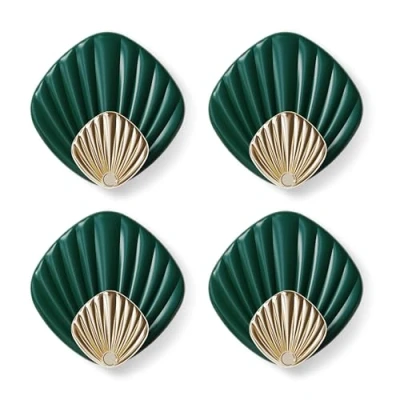 Imagen de RICOO Ganchos adhesivos para Pared HP004 GN, Moderno Gancho de Colgar Toallas, Conjunto 4 Piezas, Perchas adhesivas fuertes, 6x6x2,5 cm, Estilo Elegante, Verde